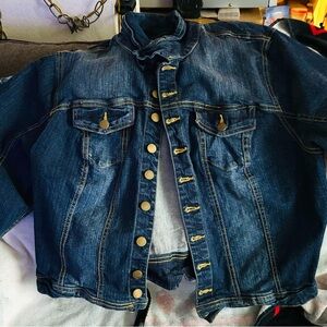 New Look Blue Denim Jacket with Yellow Stitching